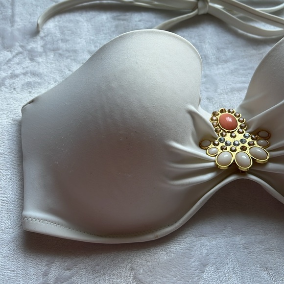 VICTORIA’S SECRET White Strapless Bikini Top w/Rhinestone Jeweled 💎 Piece - Picture 4 of 12